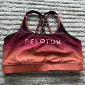 Peloton women’s size large sports bra wear it to heart orange and pink like new